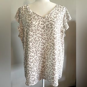 Papermoon XXL white top with tan flowers
